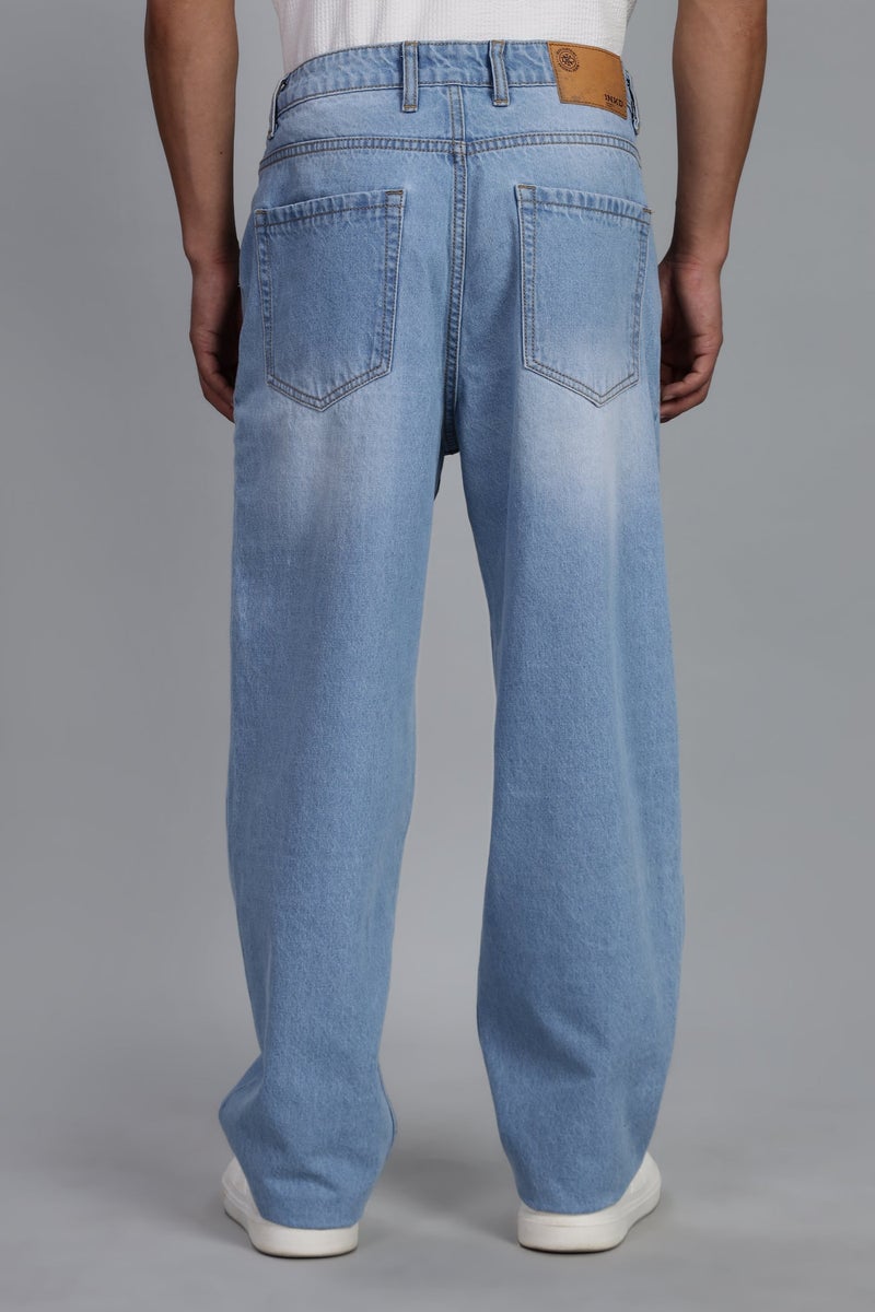 inkd Men's Cargo Carpenter Baggy Jeans – Mid-Rise | 100% Cotton | Contrast Stitch| 6 Pocket Styling | Baggy Jeans for Man | Cargo for Men - Image 3